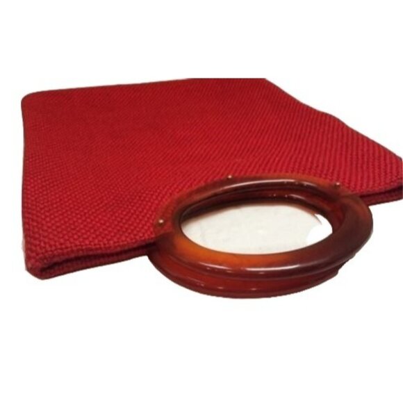 Retro Vintage Purse Tote Red Handbag Bag - Picture 1 of 6